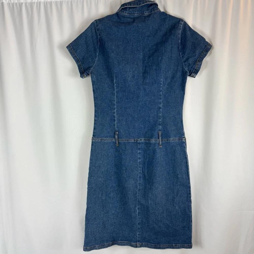 Hot Kiss stretchy denim dress with front buttons 2000’s Style - Picture 8 of 13